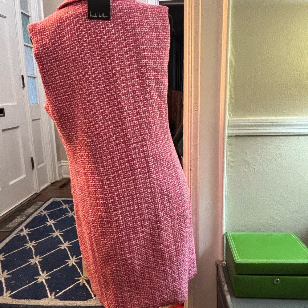 Nicole Miller Pink Tweed Dress with Gold Accents - Picture 12 of 16
